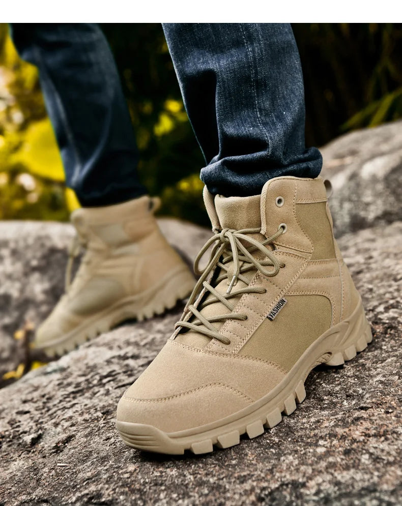 New Autumn-winter High-top Outdoor Boots - Desert Boots, Anti-slip and Wear-resistant Hiking Shoes, Mountaineering Shoes
